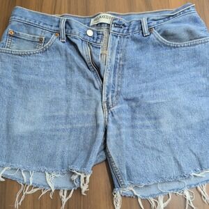 Levis 550 Shorts Mens 36 Blue Denim Cotton Relaxed Cut-off Distressed Blue Denim